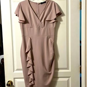 Women's Ruffled Sleeves V Neck Midi Formal Party Dress Sheath Pencil Dress